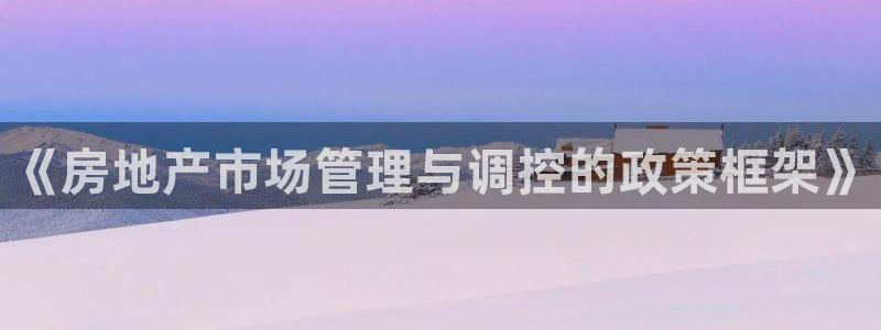 澳门和记官网娱乐场：《房地产市场管理与调控的政策框架》